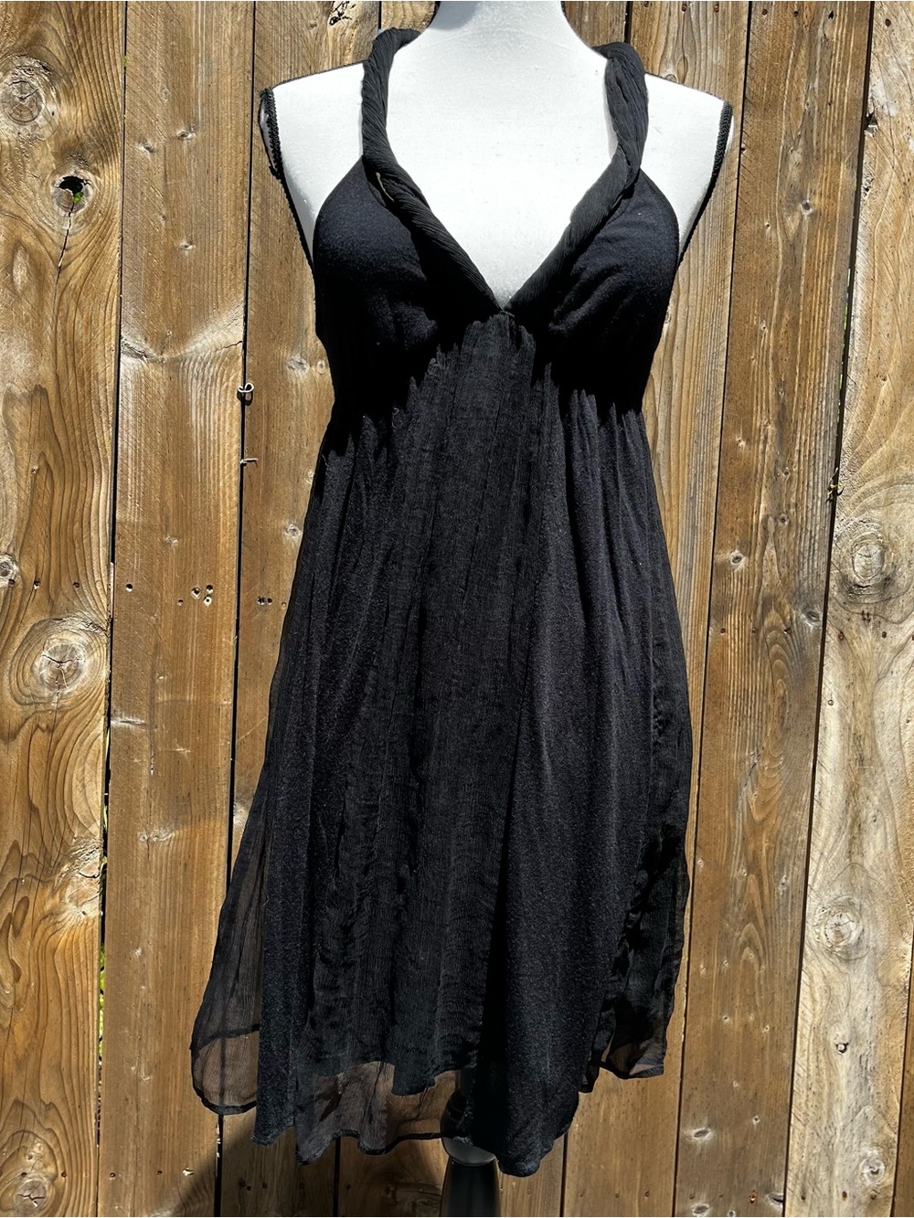 Ella Moss Silk Summer Gothic Black Halter Babydoll Slip Dress Accepting Offers!